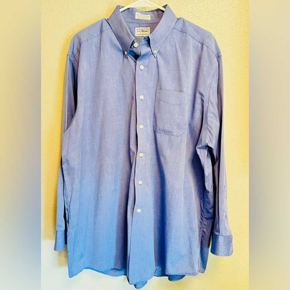 L.L. Bean Men’s Button Down Shirt Blue Size 18-34 Classic Preppy Work